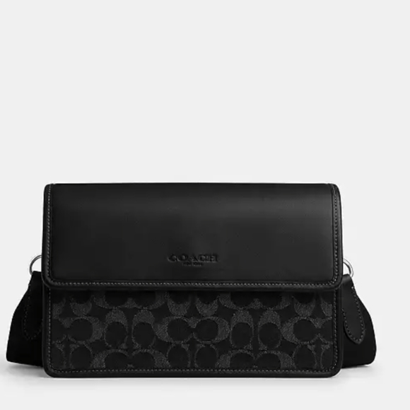 Coach Turner Smooth Calf Leather & Signature Black Denim Bag Gift Box   Nwt ❤️ - Picture 5 of 10